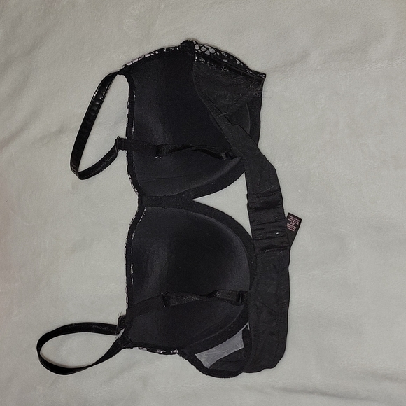 VS Balconette Faux Leather & Fishnet Bra sz 36C - Picture 3 of 4